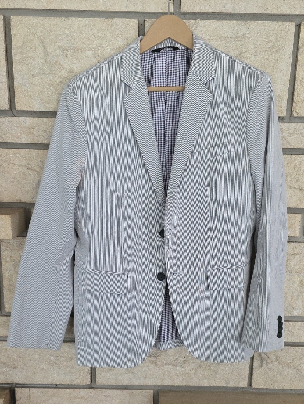 Banana Republic Light Gray Pinstripe Blazer
